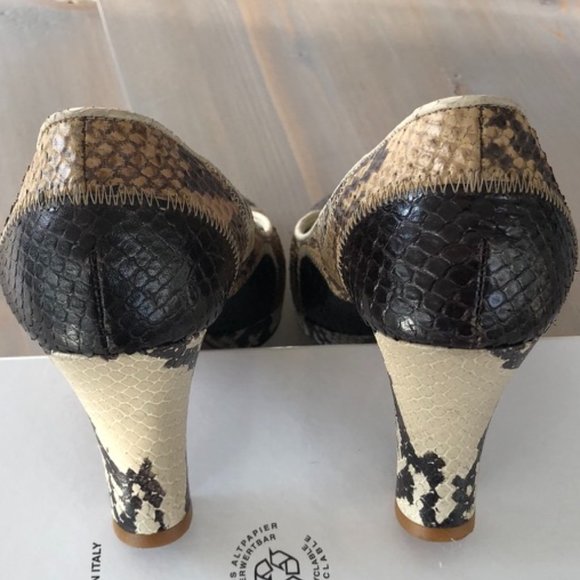 Saks Fifth Avenue Snakeskin Pattern Multi-color Leather Pumps - Picture 7 of 8